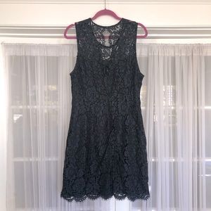 Banana Republic Black Lace Keyhole Back Sleeveless Sheath Dress Size 14